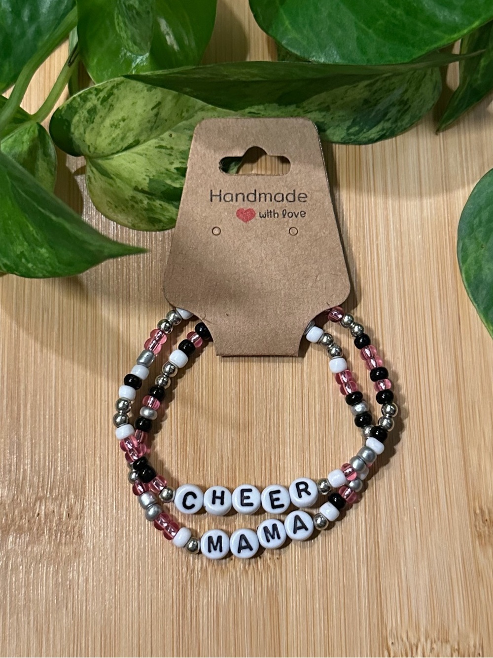 📣✨ Cheer Mama 2-Piece Stretchy Beaded Bracelet Set | Handmade | Cheer Mom Stack